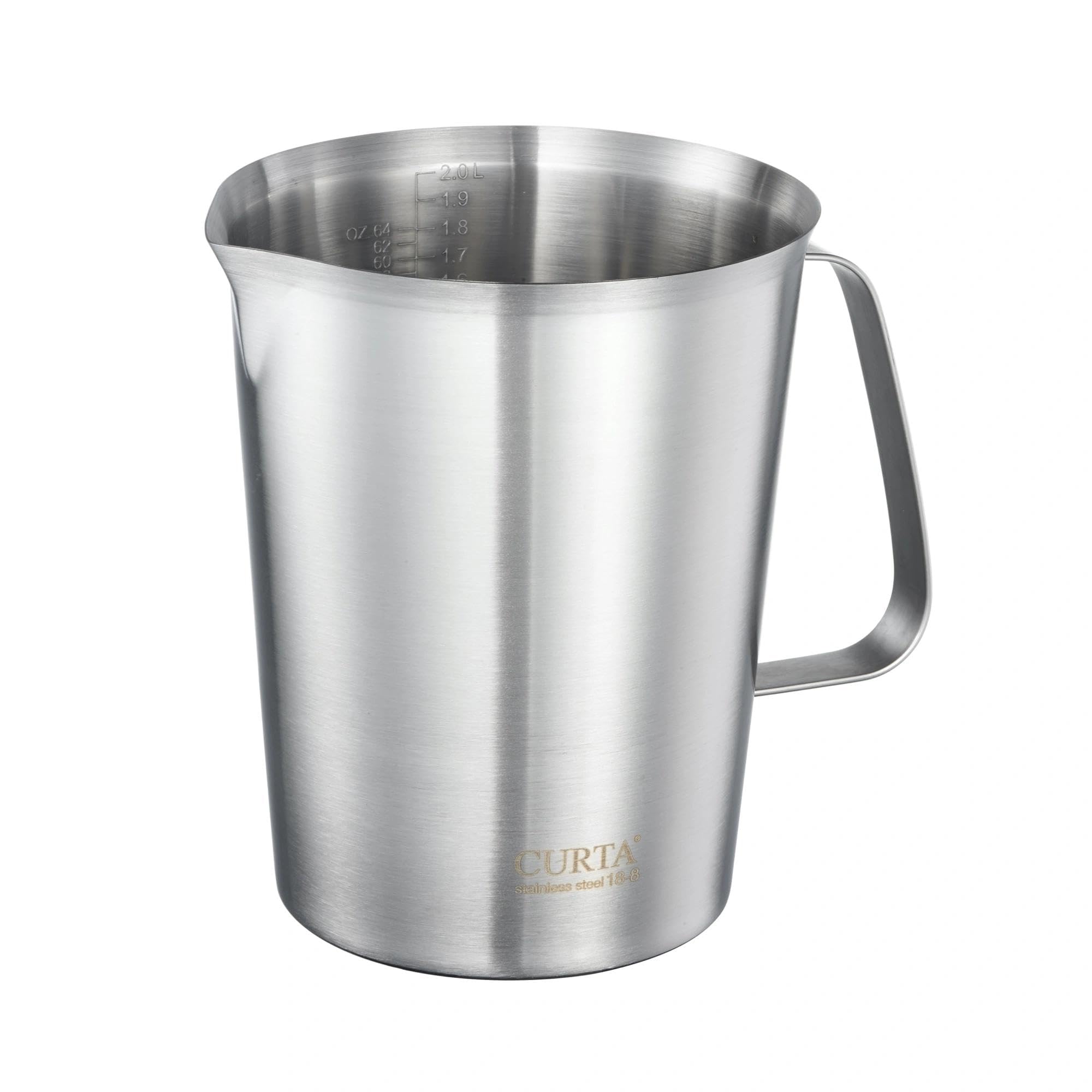 Misurino in acciaio inox (2 litri-8 tazze), brocca per schiumatura pesante, brocca per latte schiumante, tazza per schiumare latte con marcatura con manico per macchine da espresso, arte del latte
