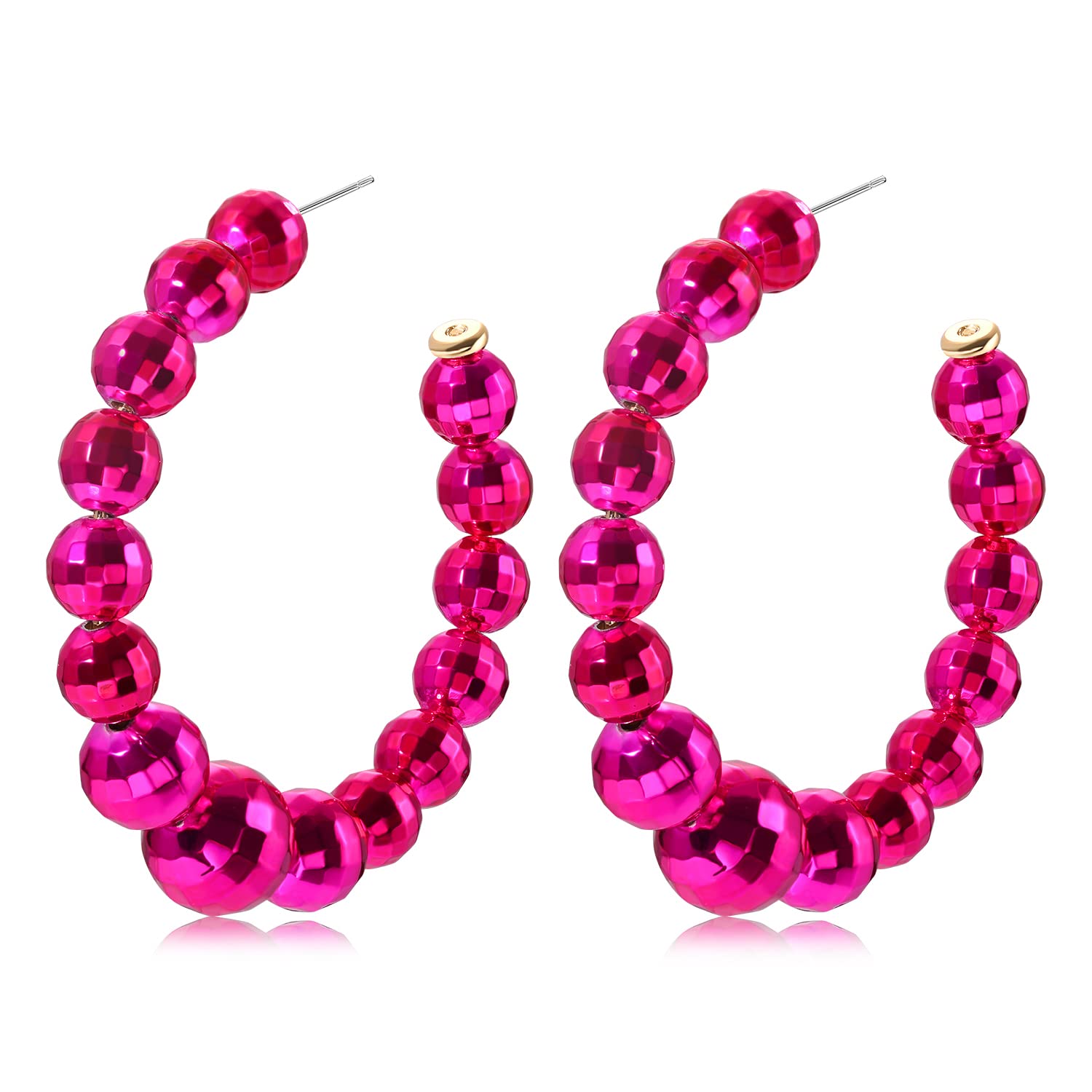 Disco Ball Earrings, Reflective Large Disco Ball Hoop Earrings, 70s 80s Mirrorball Earrings, Dance Party Costume Accessories, Country Concert Outfits for Women