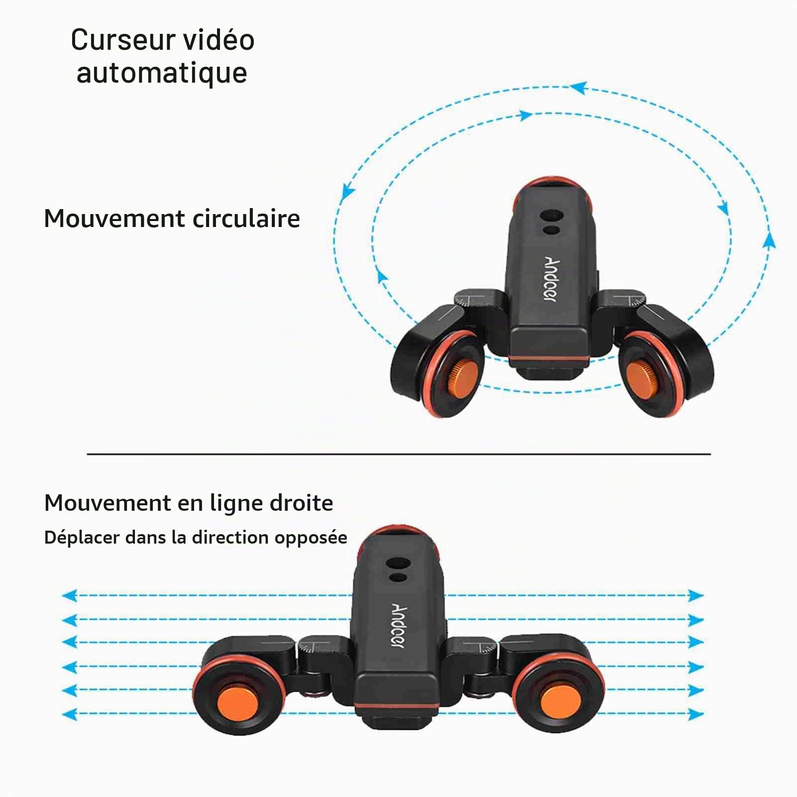 Andoer L4 PRO Dolly vidéo pour caméra motorisée avec indication d'échelle Télécommande 3 vitesses réglables pour appareil photo reflex numérique Smartphone + adaptateur de montage à rotule