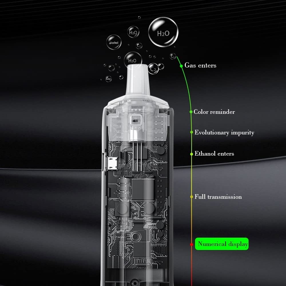 Przenośny test na obecność alkoholu, wykrywanie wyników w 10 sekund, alkomat z akumulatorem, ekran LCD dla kierowców i do użytku domowego