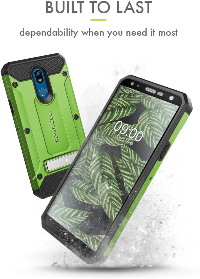 Evocel Explorer Series Pro Phone Case Compatible with LG K40 with Glass Screen Protector and Belt Clip Holster, Green