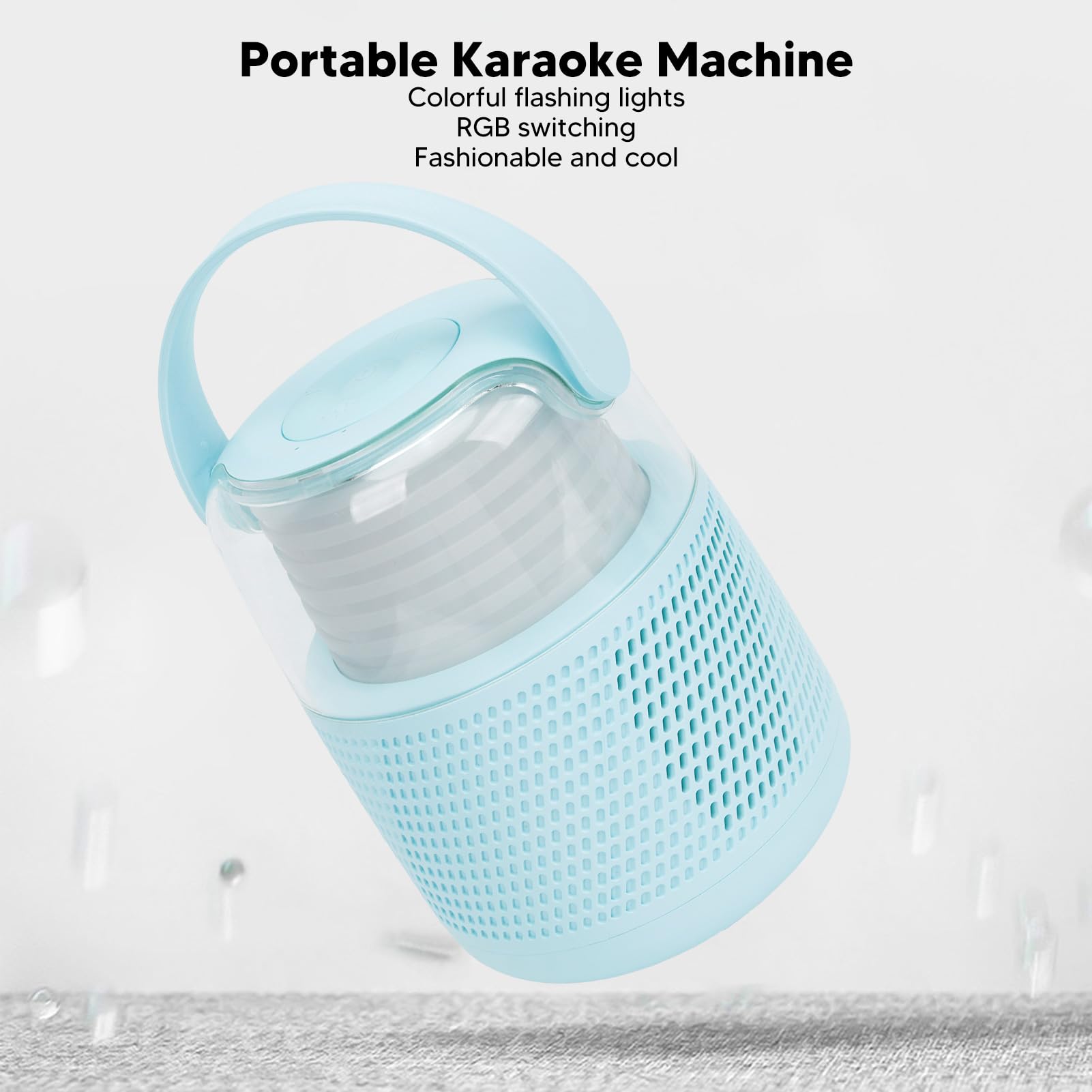 Altoparlante con Luci Colorate RGB Portatile per Karaoke per Feste in Casa con Microfono Wireless (Blu)