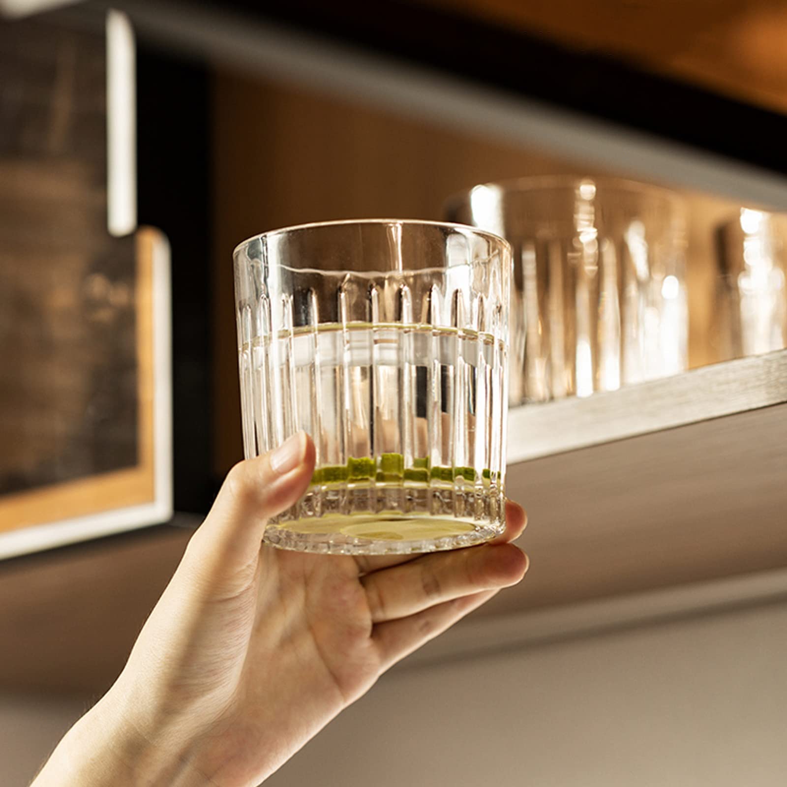 Kryształowe szklanki do whisky, szkło barowe, przezroczyste szklanki do wody, do whisky lub koktajli, kryształowe szklanki do wina, idealne na dom, restauracje i imprezy, 6 sztuk szklaneczek do soku i