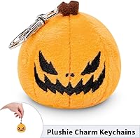 Vista 4 de TeeTurtle - Llavero de peluche (calabaza naranja enojada)