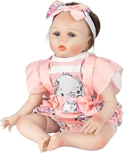 Miniatura 5 de Ropa de muñeca Reborn para niña, trajes naranjas para muñecas Reborn de 20 a 22 pulgadas, accesorios de 3 piezas con patrones de elefante
