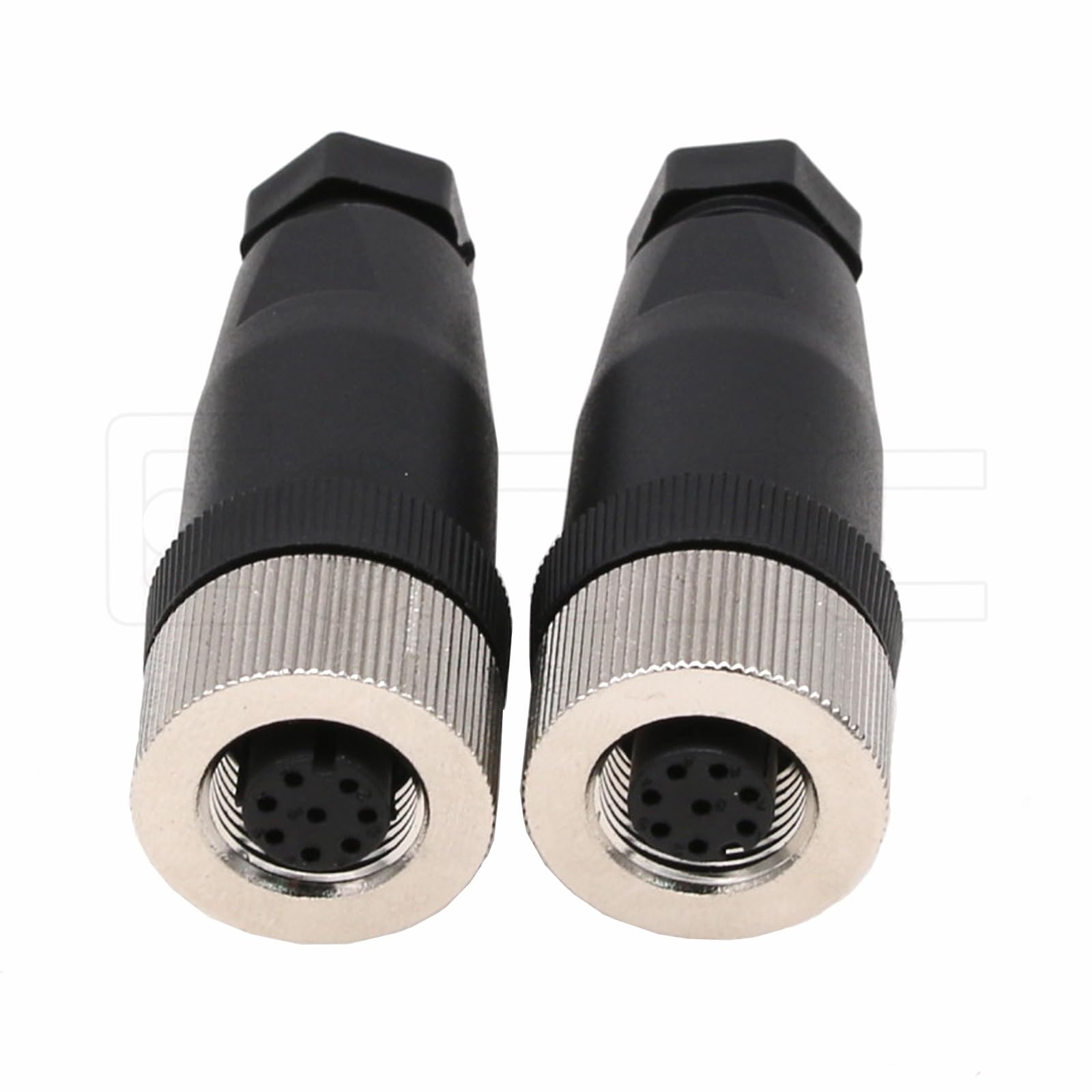 M12 8 Pin Female Connector, 12mm A Code IP67 30V 2A AC/DC Industrial Circular Connector, Unshiled Field Assembly Wireable Sensor Straight 2pcs