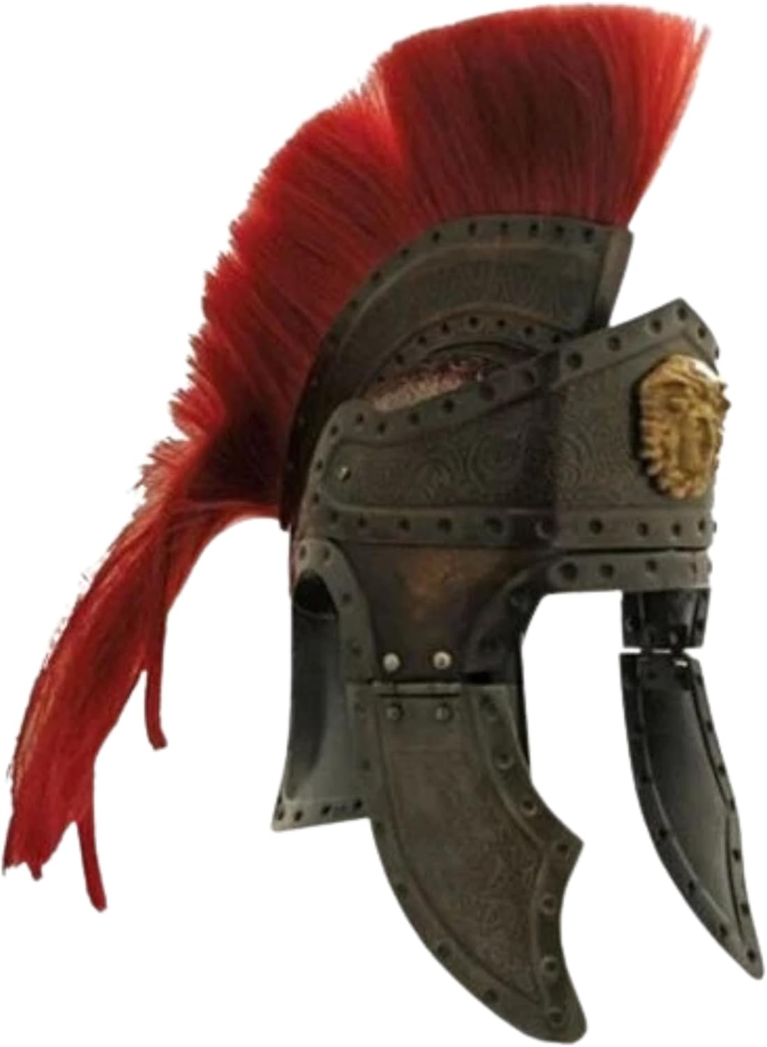 Handcrafted Roman Centurion Helmet Antique Finish | Steel Gladiator Costume Helmet with Stand | Wearable Medieval Roman Armor Helmet for Cosplay, LARP, Decor