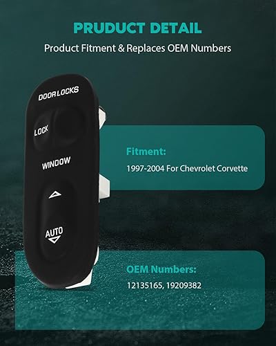 Miniatura 2 de SCITOO Interruptor de elevalunas eléctrico 12135165 19209382 Interruptor de elevación de ventana delantera derecha para Chevrolet Corvette 1997-2004