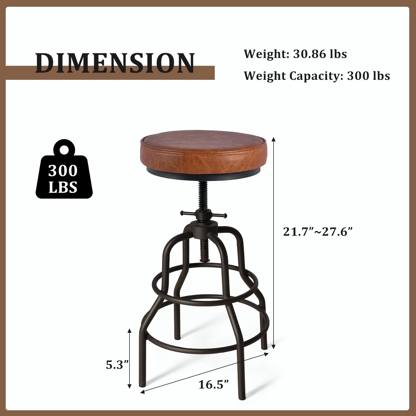Amazon.com: LOKKHAN Industrial Bar Stools-Swivel Leather Metal Bar