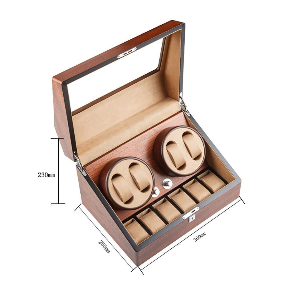 Enrollador de Relojes automático Enrollador de Relojes mecánico automático Caja para 4 Relojes de Pulsera + 6 Estuches de Almacenamiento Caja de Almacenamiento para Reloj，