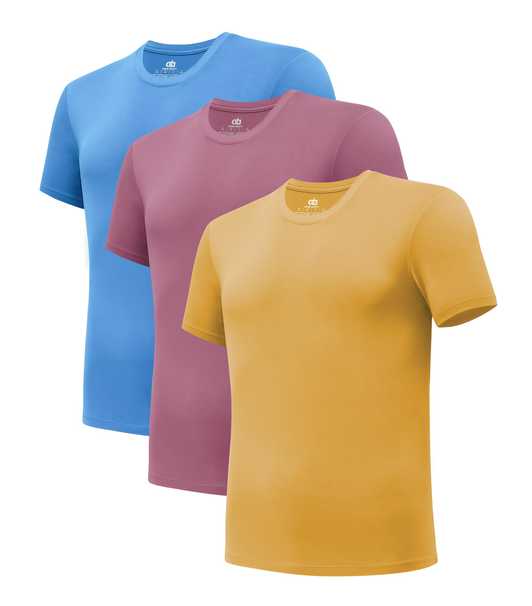 DAVID ARCHYMen's Undershirt Bamboo Rayon Moisture-Wicking Crewneck T-Shirts Stretch Tees for Men, 3 or 5 PackThe Forest Stewardship Council