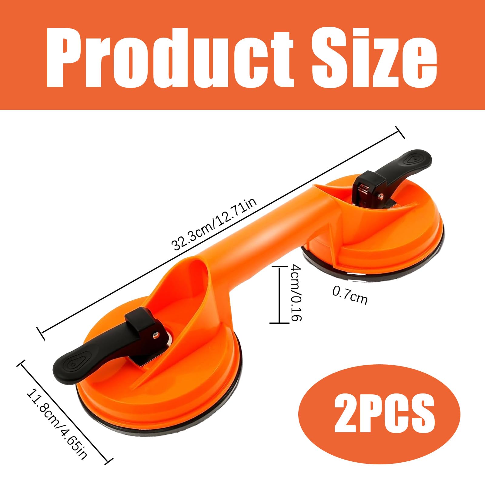Ventosa Doble para Cristal 2 Unidades, Mango de Succión Ergonómico 100 Kg, Elevador de Vidrio para Baldosas y Ventanas
