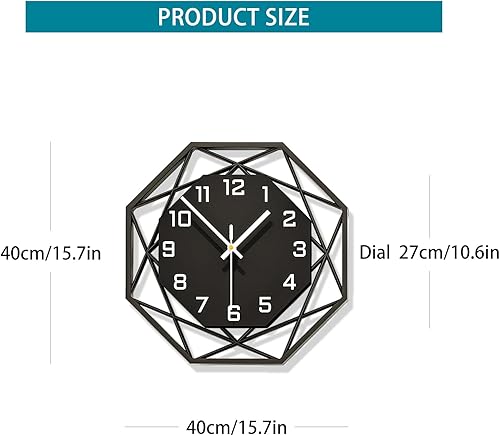Miniatura 5 de Relojes de pared grandes para decoración de sala de estar, 16 pulgadas, silencioso, moderno, reloj de pared, funciona con pilas, sin tictac, reloj