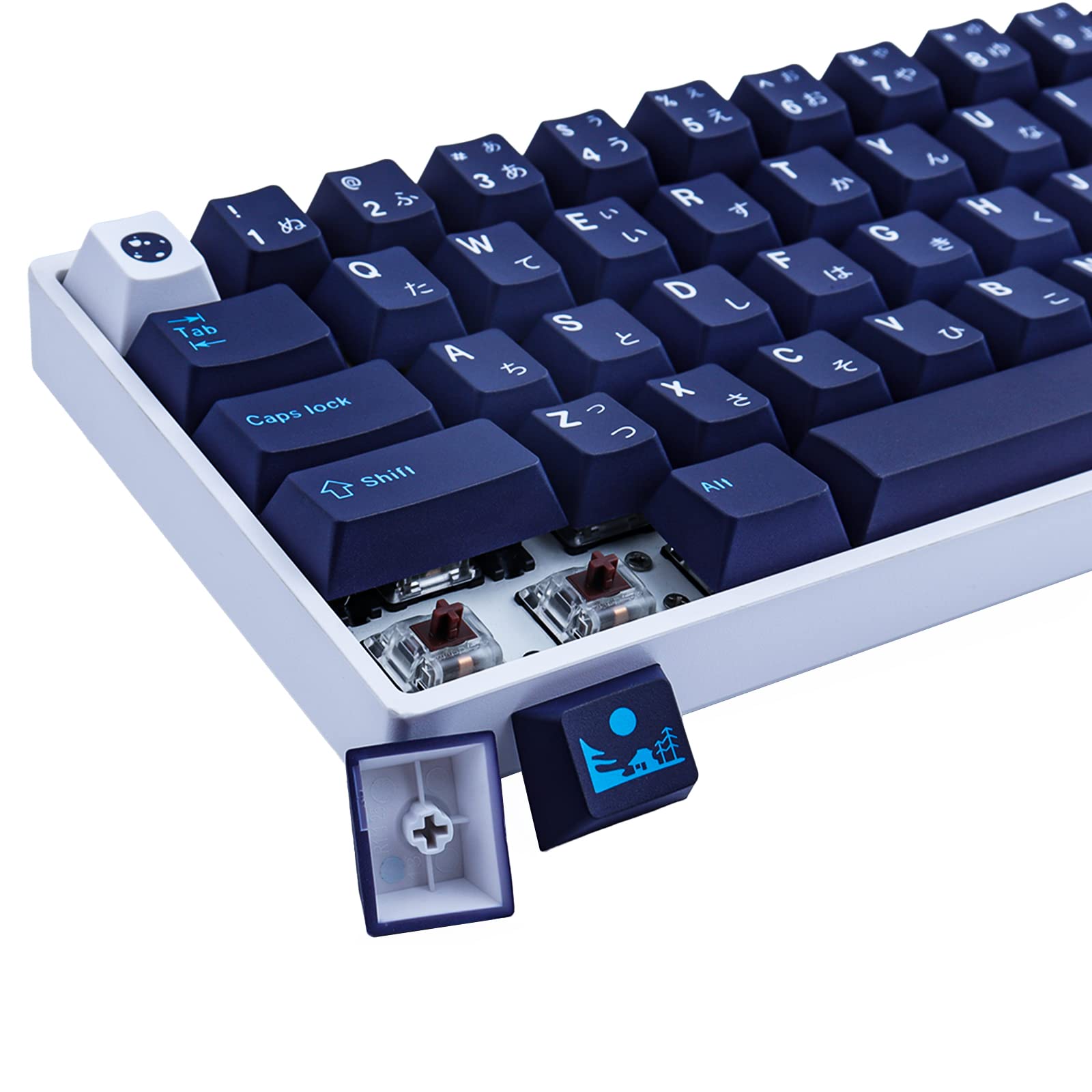 PBT Keycaps 129 Keys Blue Hell Japanese Keycap Set Cherry Profile Five