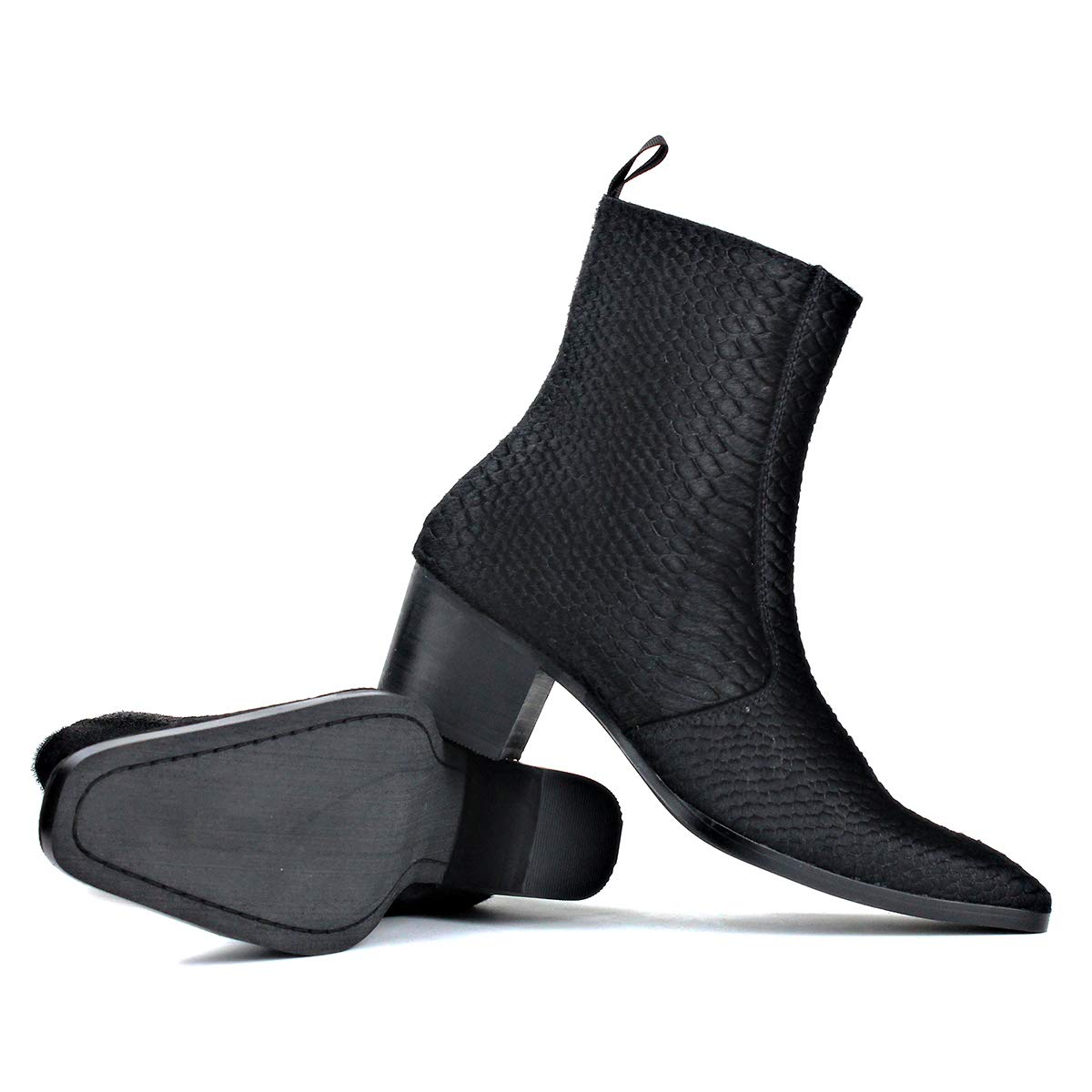 Mężczyźni Modne Wysokim Obcasie Buty Zimowe Zamek Błyskawiczny Prawdziwa Skóra do Kostki Chelsea Boots OS-JY021&A