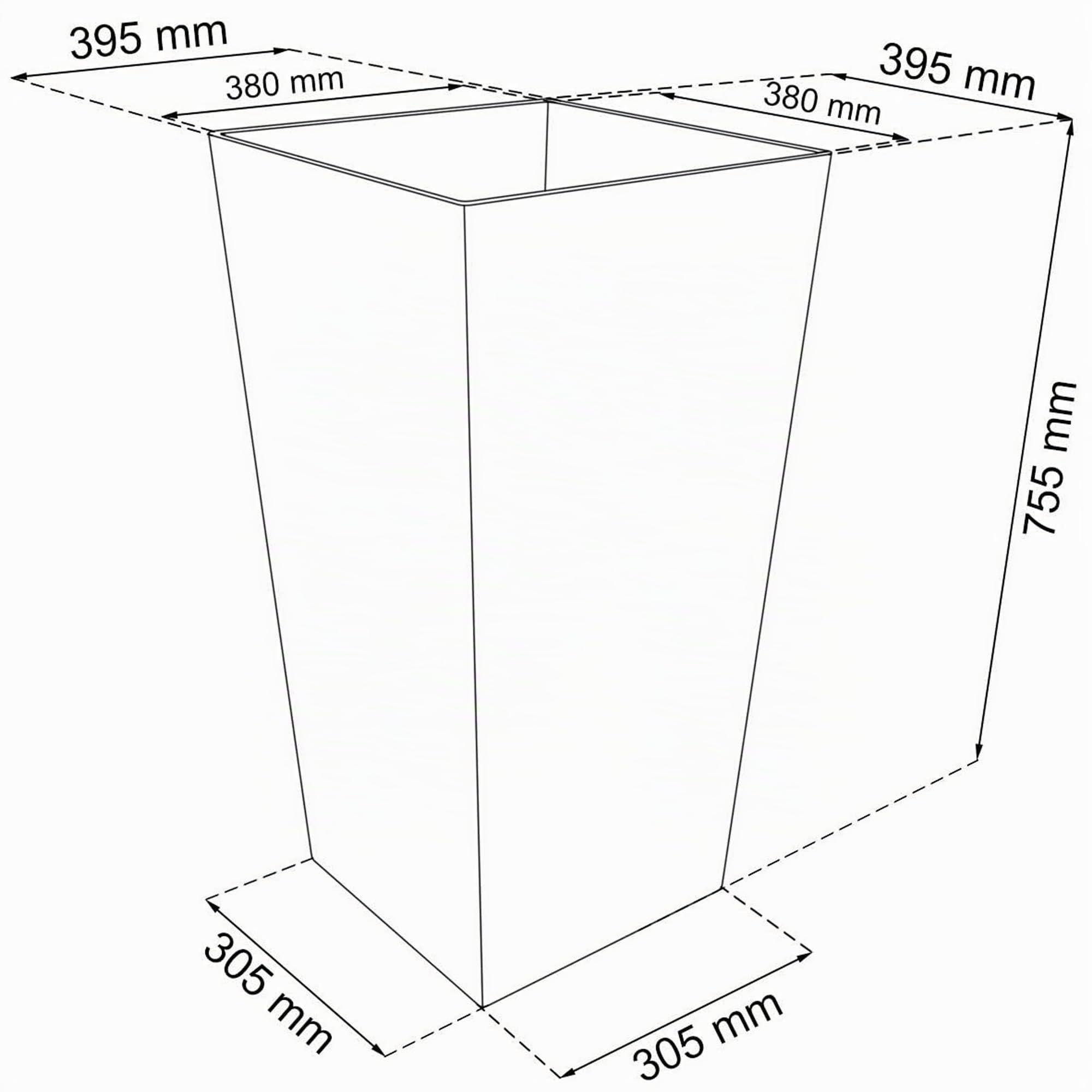 91,5 -Liter -Zeit Pot mit Einsatz 40 x 40 x 75 cm in Anthrazitfarbe