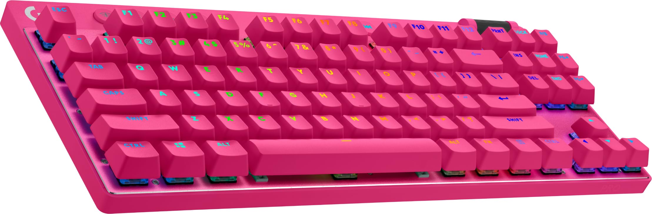 Logitech G PRO X TKL LIGHTSPEED tastiera gaming wireless, design ultraportatile senza tastierino numerico, LIGHTSYNC RGB, tasti PBT, switch tattili (GX Brown), US International QWERTY, PC - Magenta
