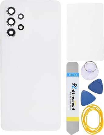 Awesome White Plastic Back Panel Cover Replacement for Samsung Galaxy A52 with Rear Cameras Frame Rear Cameras Glass Cover Pre-Install Adhesive and Installation Instruction Tool Kit