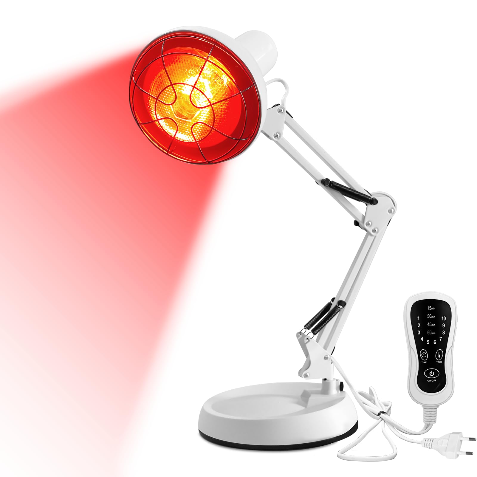 Infrarotlampe, 150W Infrarotlichtlampe Wärmelampe, 10 Stufen Temperatur Einstellbar mit Timer, Infrarotlicht Rotlichtlampe Wärmelampe fur Schmerzlinderung