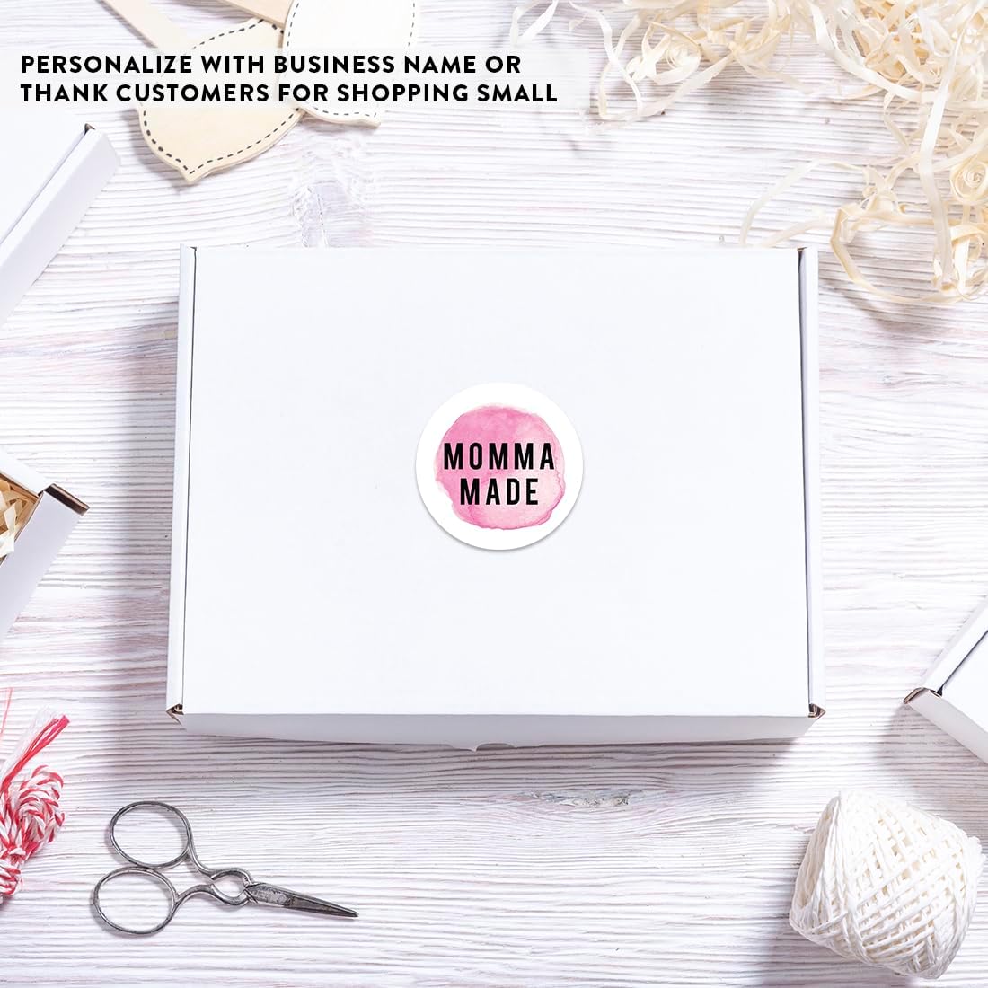 Andaz Press Round Small Business Sticker Labels, 120-Pack, Watercolor Pink Momma Made, Handmade Stickers for Packaging, Product Labels for Small Business, Business Thank You Stickers