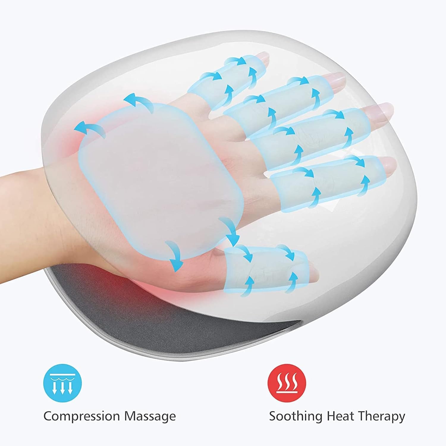 TsoLay Massaggiatore Mani Wireless con Calore, 3 Livelli di Compressione E Riscaldamento, 3 velocità di Intensità Regolabile E 3 modalità di Massaggio, per Sindrome del Tunnel Carpale