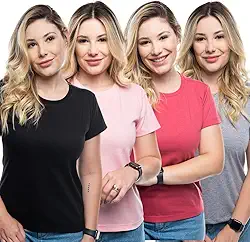 Kit 4 Camisetas Feminina Tshirt Manga Curta Basica Lisa