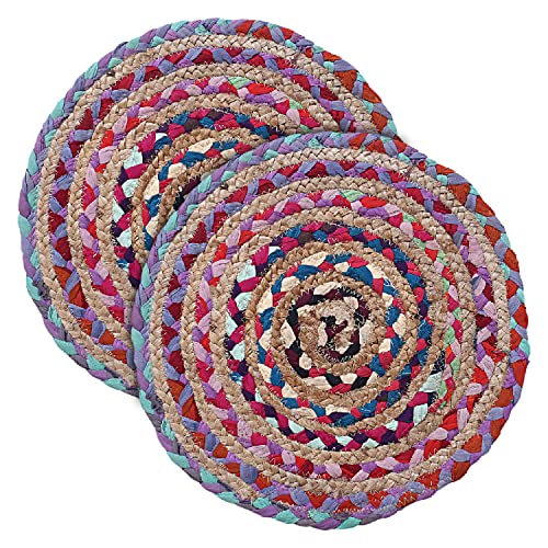 Kuber Industries Handmade Round Braided Carpet Rug|Organic Natural Jute Placemats ...