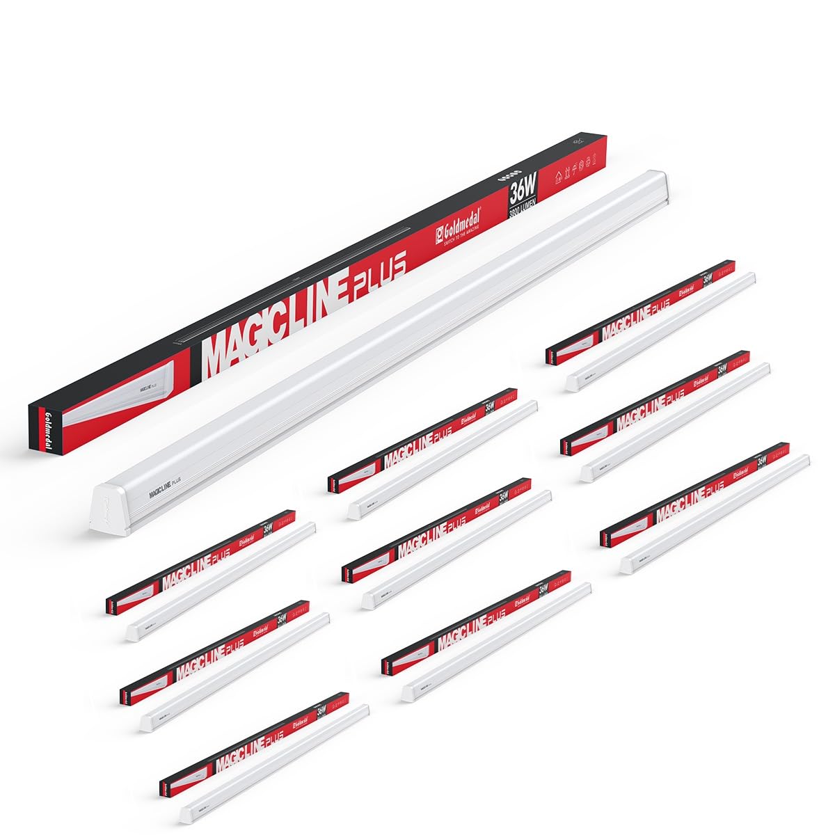 Goldmedal Magicline Plus 36W LED Batten for Living Room, Bedroom - Cool Day Light (6500K) | High Lumens Light Output | Energy Efficient Tubelight for Home | Polycarbonate housing|Pack of 10-picture-19