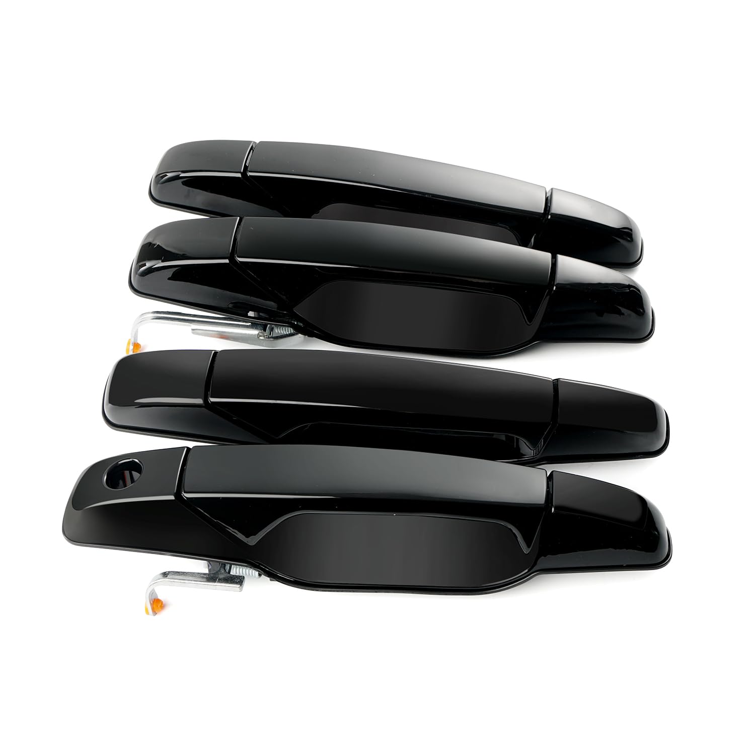 4 PCS Black Exterior Door Handle Front Rear Driver Passenger Compatible with 2007-2014 Chevy Silverado Suburban Avalanche Tahoe, GMC Sierra Yukon,