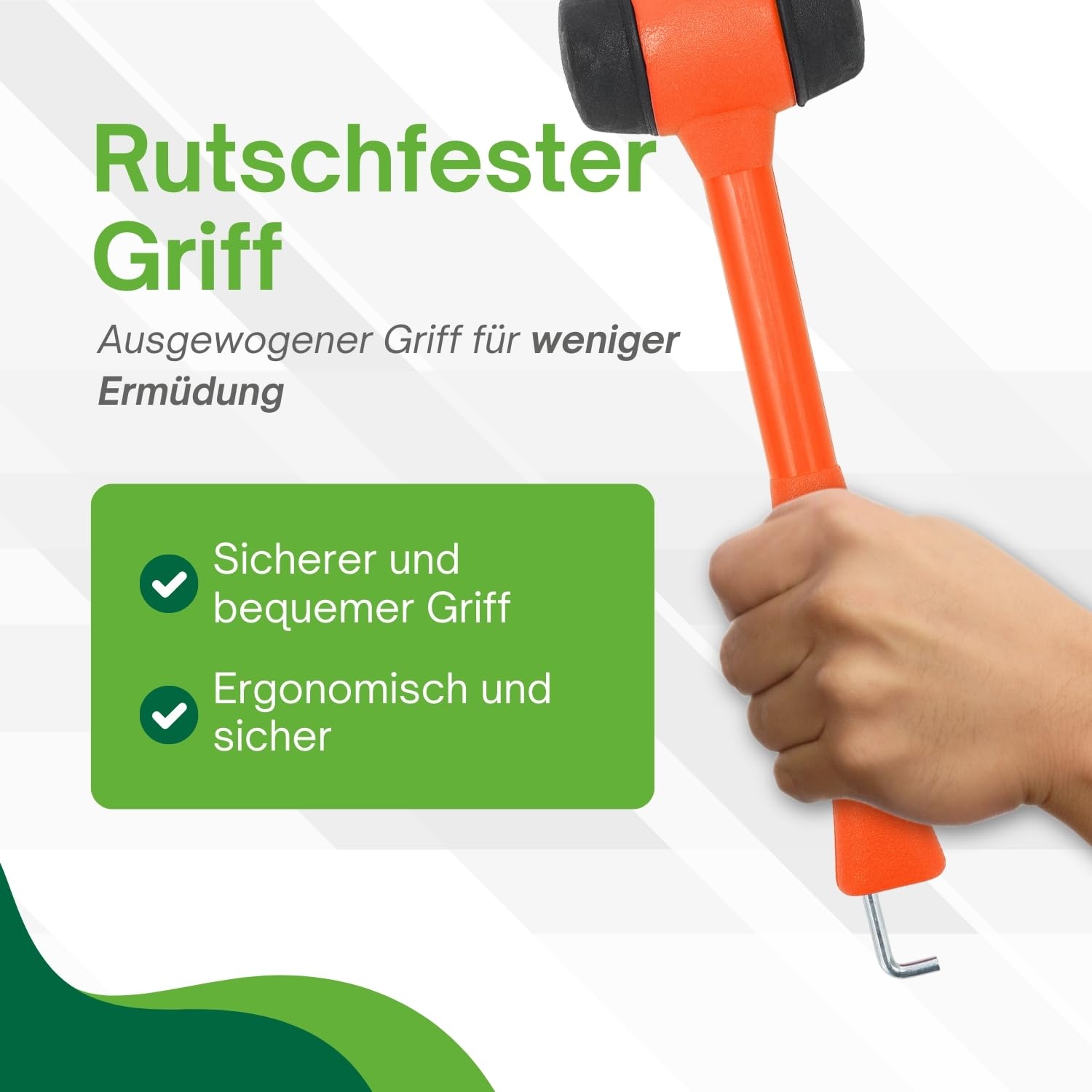 MOSCATELLI Vielseitiger, robuster und ergonomischer Campinghammer mit Haken zum Entfernen von Heringen - Orange