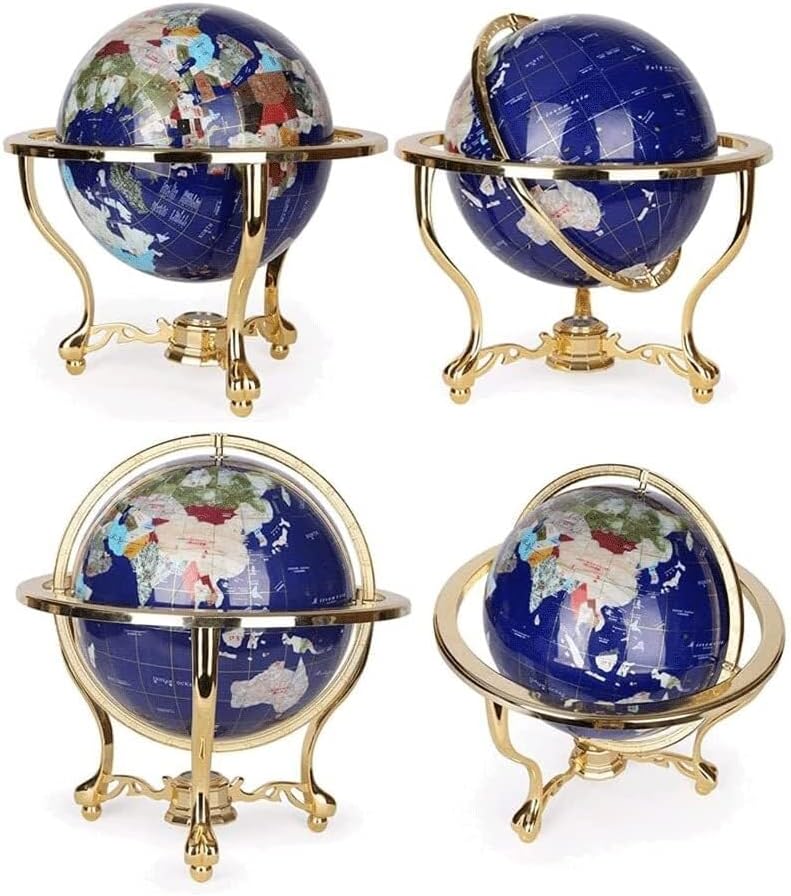 Large Vintage Educational Globe, Handmade Bilingual Rotatable World Globe for Classroom Learning and Gift Decoration