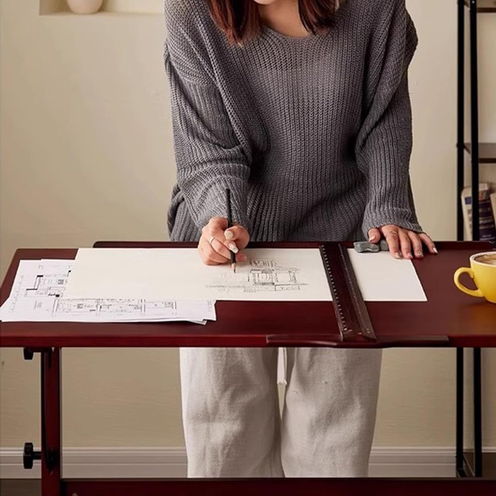 Scrivania da disegno regolabile in legno massello, 90 x 60 cm, stazione di lavoro per artisti con piano inclinabile, perfetta per artigianato, scrittura, pittura e uso in studio per adulti