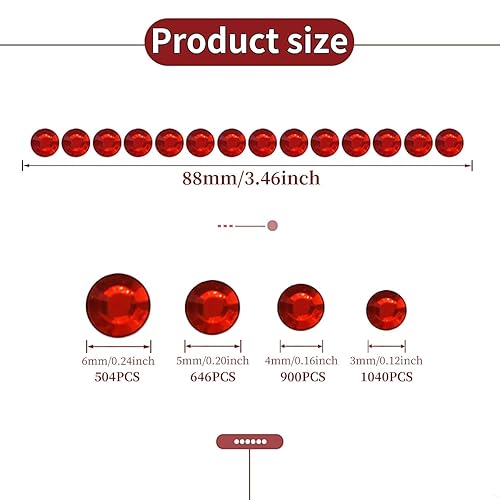 Miniatura 2 de 3090 calcomanías de cristales de Navidad con gemas para la cara, ojos de 3450.236 in con diamantes de imitación rojos para cara, joyas corporales,