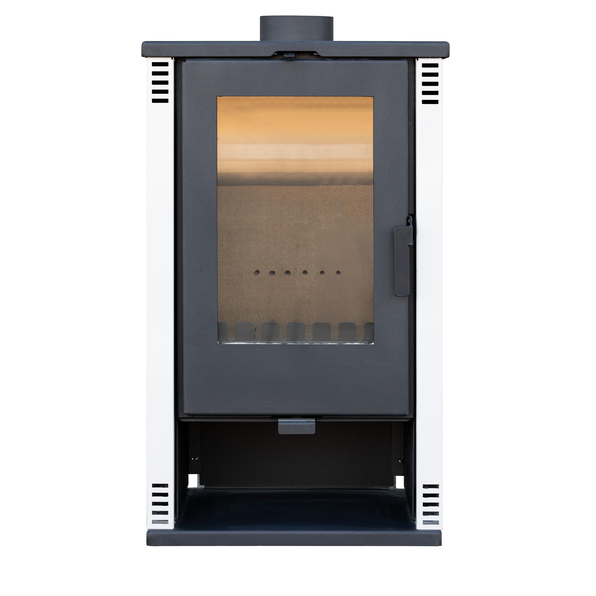 Kaminofen holzofen ALAZ K10M Weiß 10 kW, Kamin Heizofen Dauerbrandofen Holzofen, Кaminholz Hüttenofen, Кaminfeuer, Briketts Kamin, Fireplace Wood