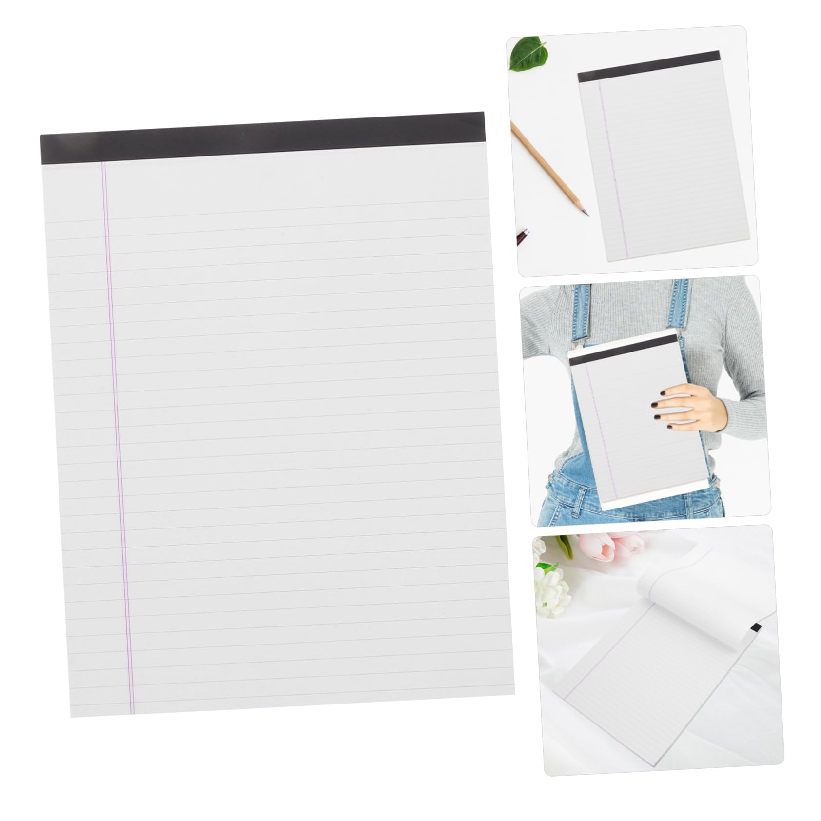 Blocco Note Legale A4 Bianco 4 Pezzi Righe Larghe Carta di Facile da Strappare per Ufficio e Studenti