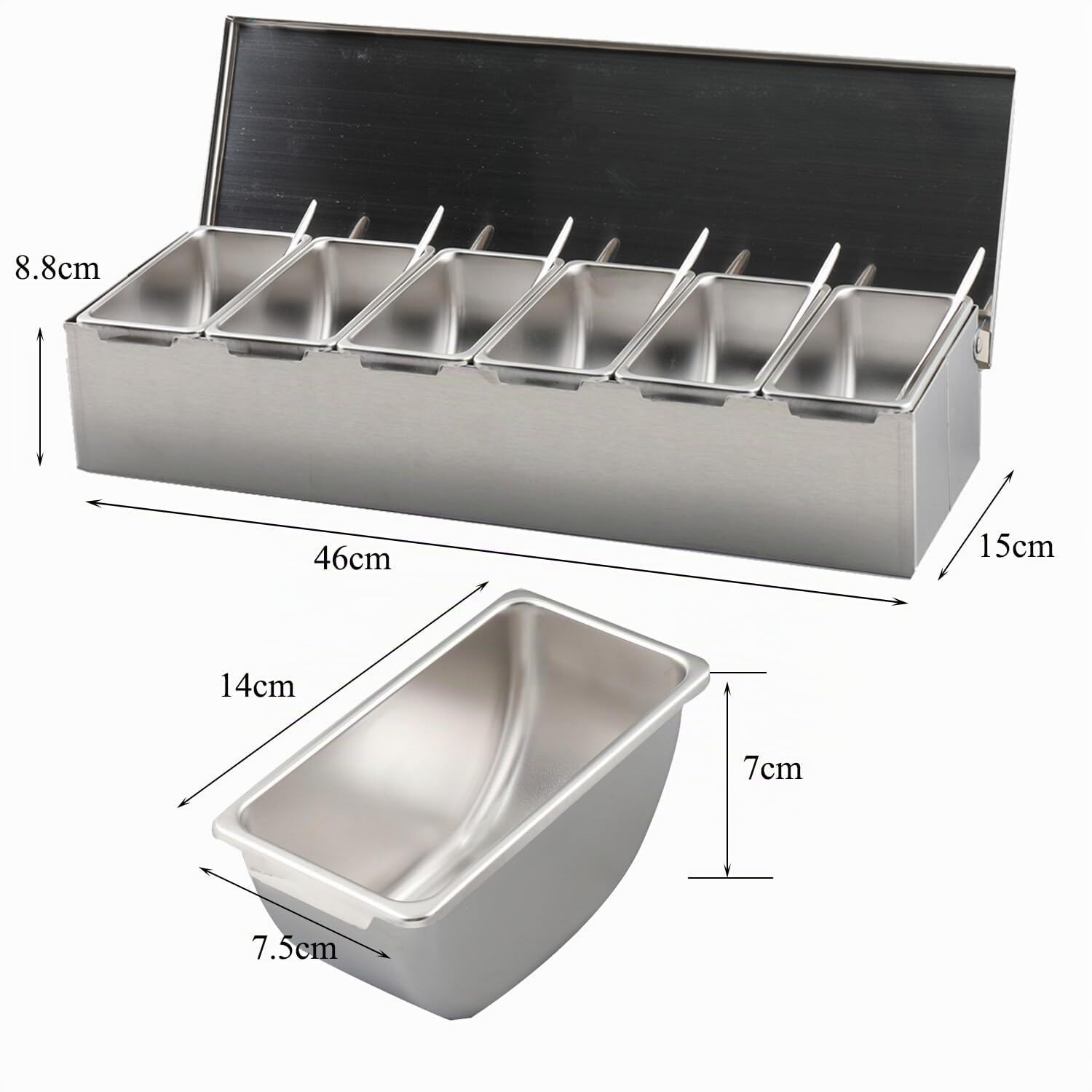 Assaisonnement Box Set, 6 Grilles, avec Couvercle et 6 Cuillère