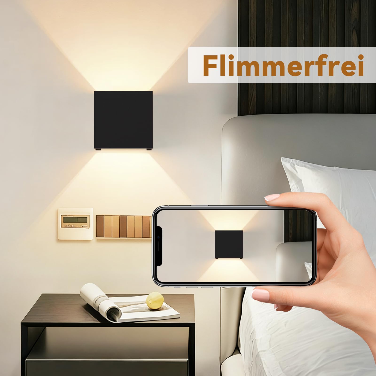 LED Wandleuchte Aussen Wandlampe - 4ER Außenwandleuchte Schwarz | Wasserdicht Aussenlampe Up Down Wandleuchten Innen mit Austauschbarer G9 Flurlampe für Wohnzimmer Hauswand Treppenhaus