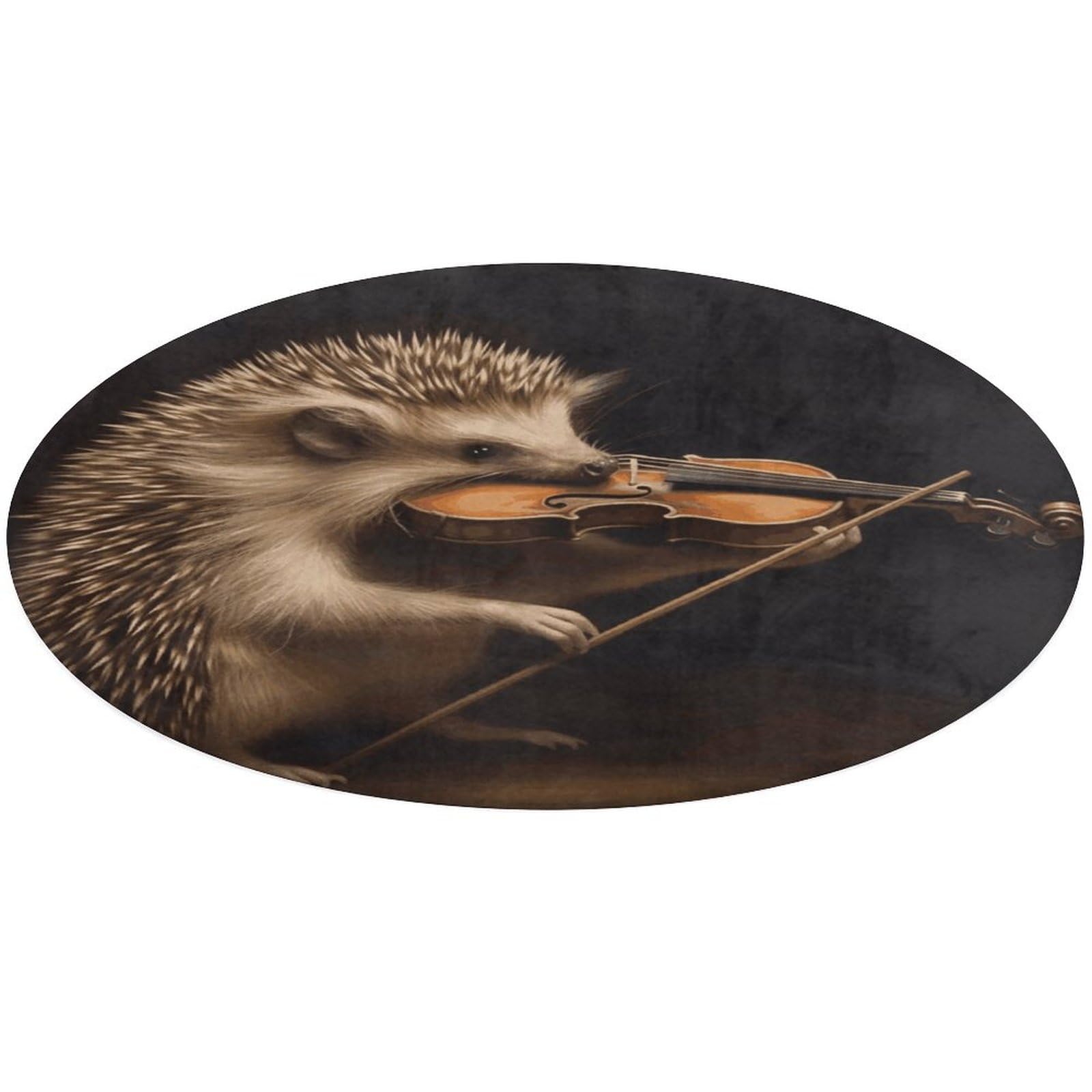 Alfombra pequeña de erizo animado y violín: felpudo decorativo para sala de estar