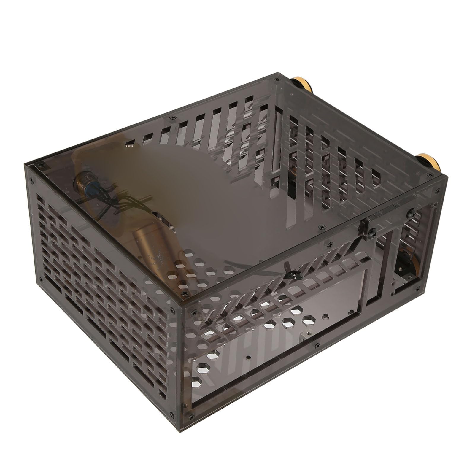 Zunate Obudowa Chłodząca 360 Mini ITX 4,3 L |Przezroczysta Obudowa Komputera PC z Przezroczystym Panelem Akrylowym Flex Power na Dysk SSD 2,5 Cala (BLACK)