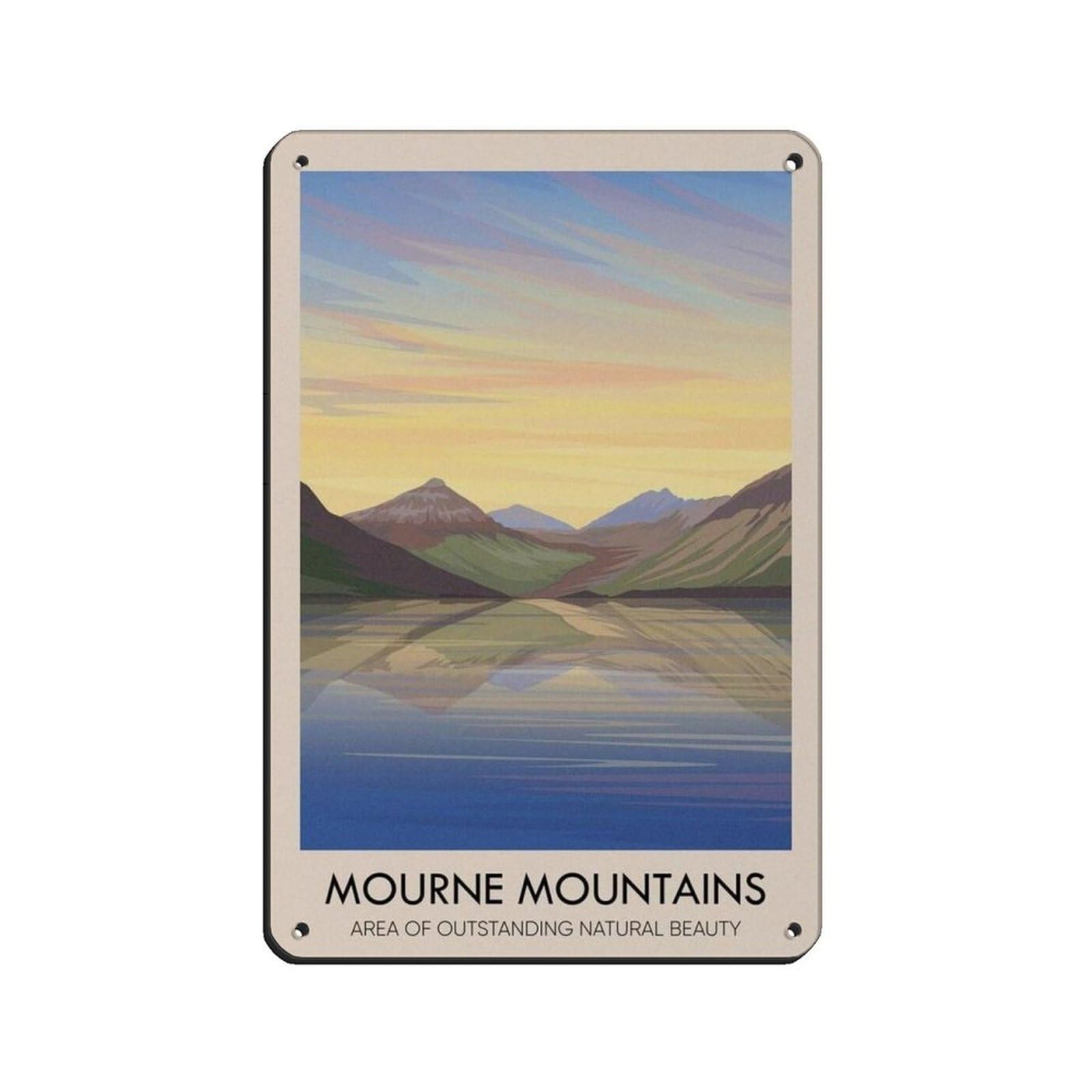 Lxwnze 20L X 30W Cm Mourne Mountains Aonb Travel Poster Retro Poster Metal Tin Sign Chic Art Retro Iron Painting Bar People Cave Cafe Family Garage Poster Wall Decoration 8X12inch(20X30cm)