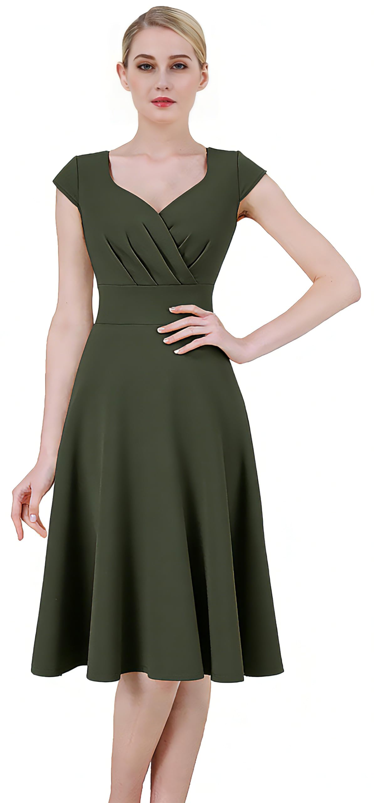 Flosros Cocktailkleid Damen Elegant Festlich Abendkleid Damen A-Line Vintage Abendkleider V-Ausschnitt Kleid Hochzeitsgast Konfirmationskleider