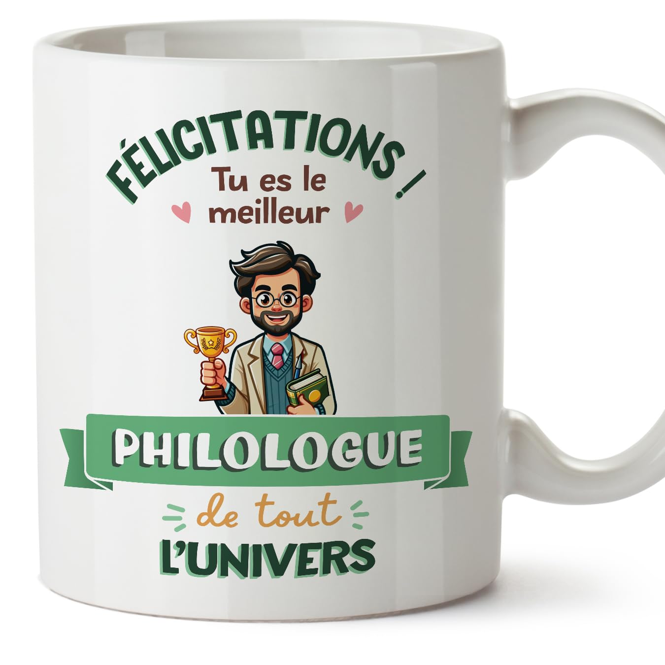 MUGFFINS Philologist Man Mug - in French - Meilleur Univers Trophée - Funny Gift for Colleagues - Ceramic 11oz Mug — image 1