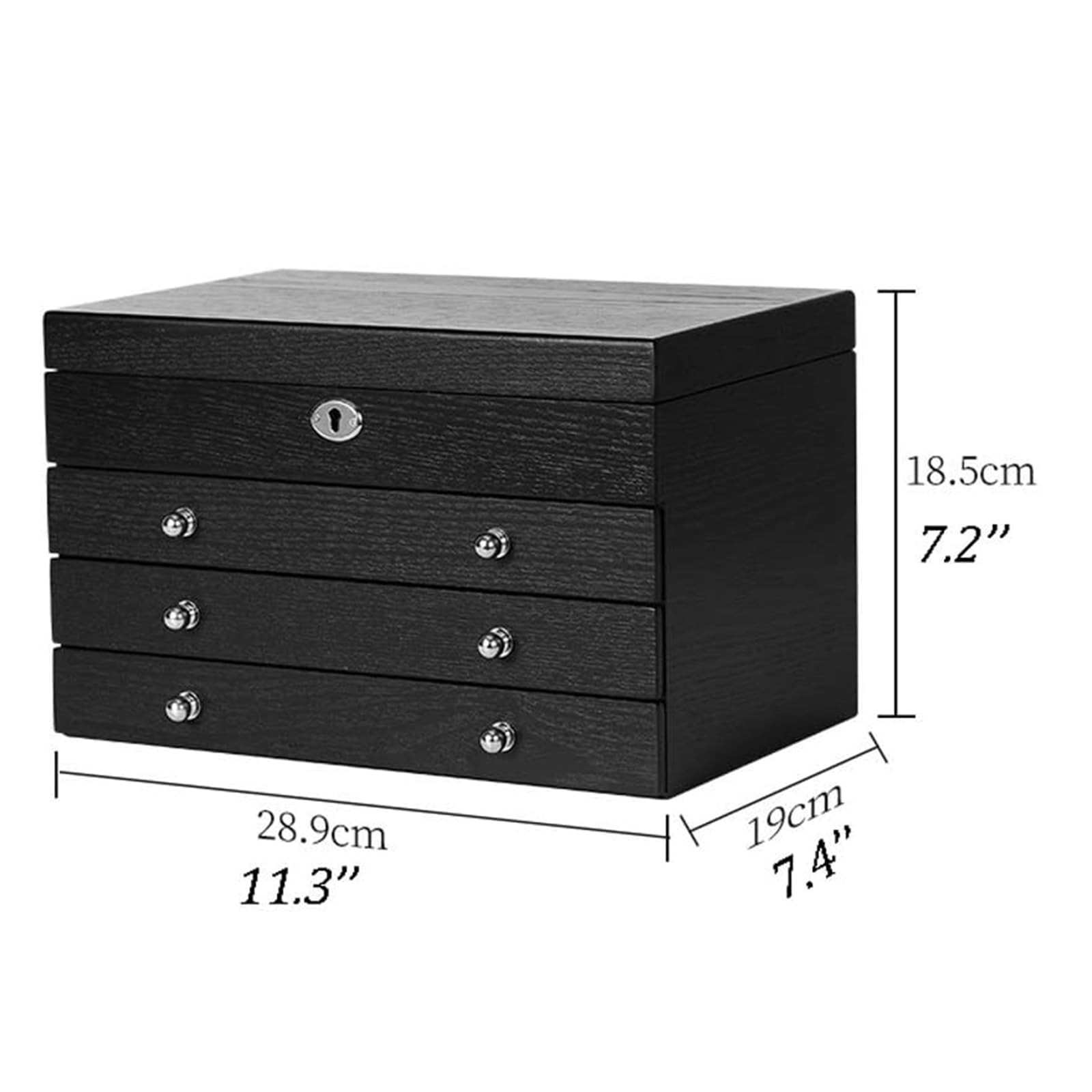 Joyero de madera de gran capacidad, caja organizadora de joyería de estilo Retro, caja de almacenamiento de joyería de maquillaje para mujer (negro) Beauty Comes