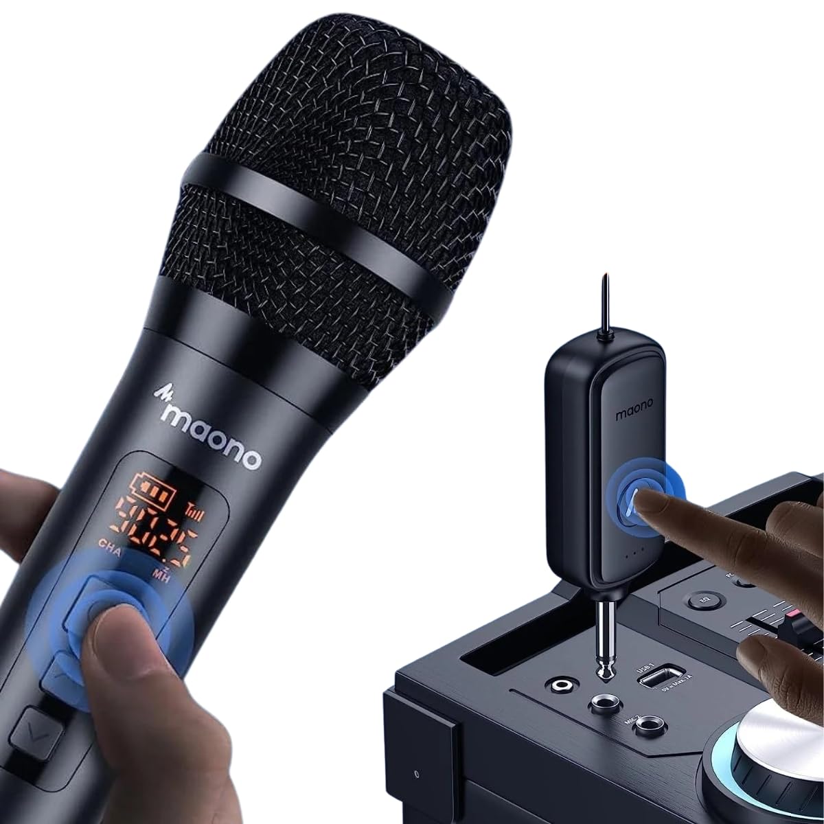 Maono WM760 A2 - Wireless microphone system with 2 microphones and receiver, black - Image 2