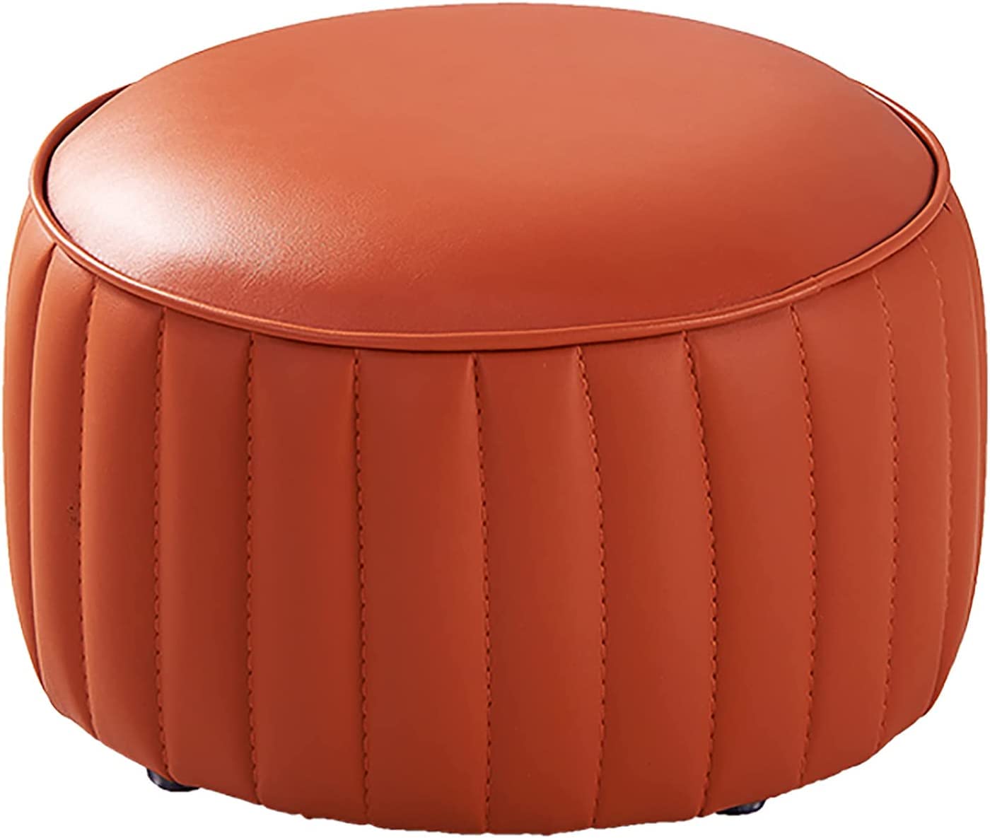 Repose-pieds en cuir orange petit accessoire de salon et de chambre