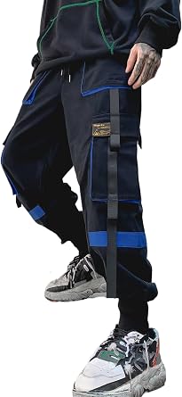 Mens Jogger Pants Techwear Hip Hop Harem Pants Streetwear Tactical Track Pants with Drawstring