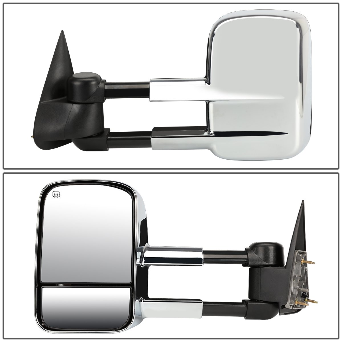 Auto Dynasty Pair Chrome Manual Telescoping Folding Rear View Towing Mirrors Compatible with Chevy/GMC Silverado Sierra GMT800 99-07
