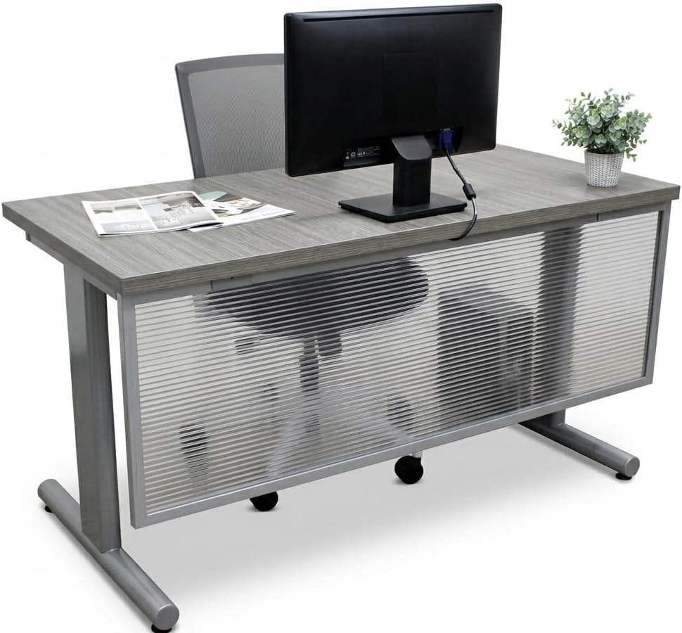 OBEX Polycarbonate Table Mounted Modesty Panel Easy Install Privacy Shields for Reception, Office, and Student Desk, 18" x 48", White