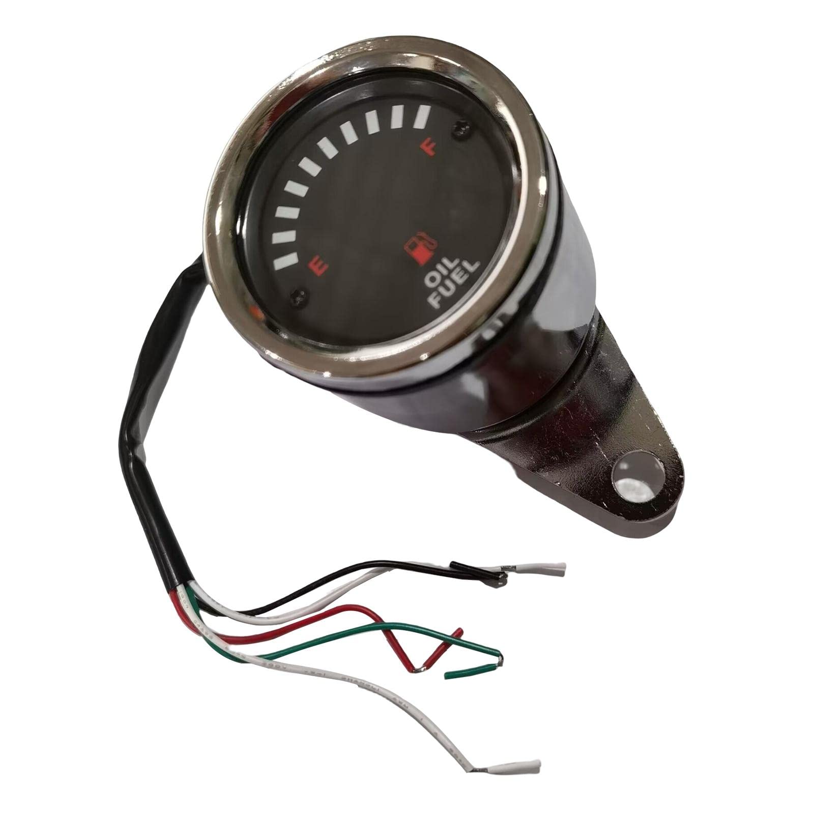 Chrome 12V Universal Motorcycle Round LED Digital Oil Fuel Level Gauge 65 Mm-image-27
