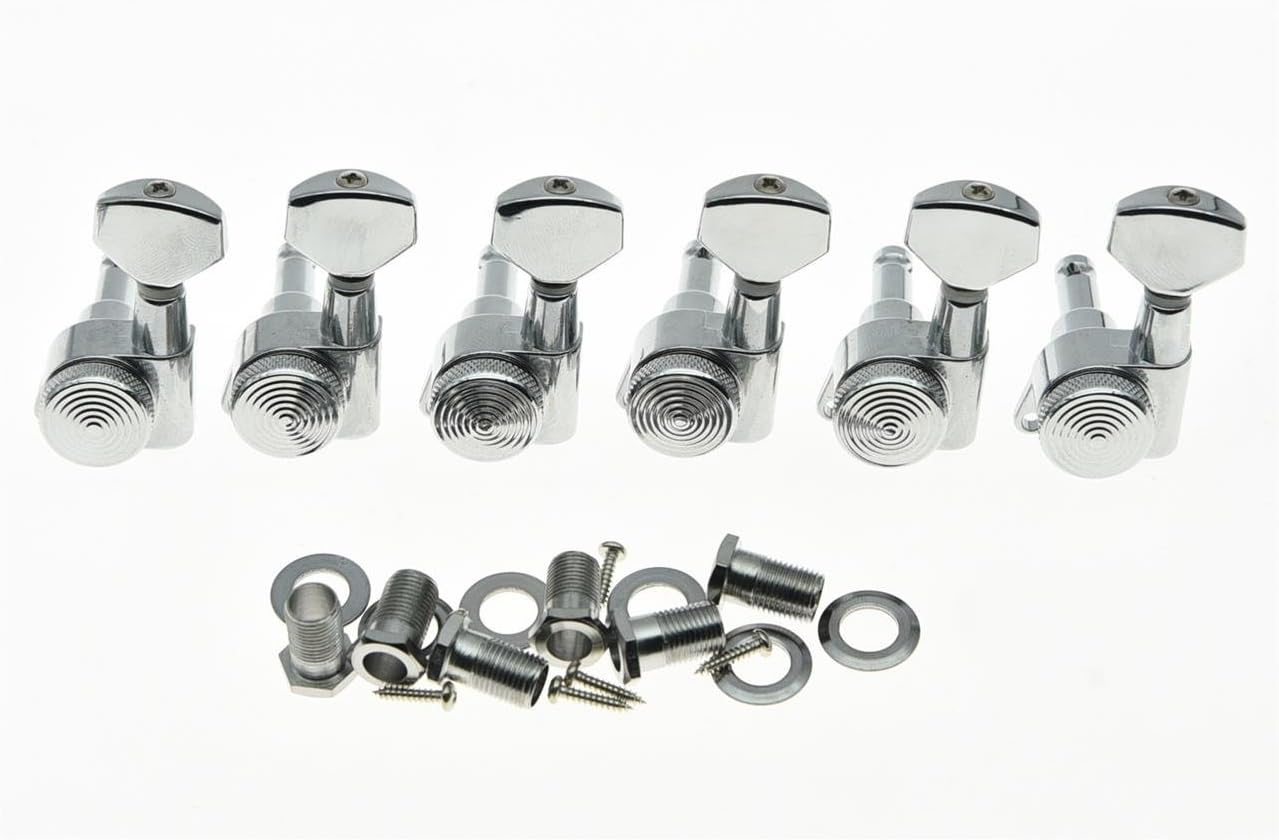 KAISH Black Locking Guitar Tuners 6 Inline Tuning Keys Machine Heads Korea Made